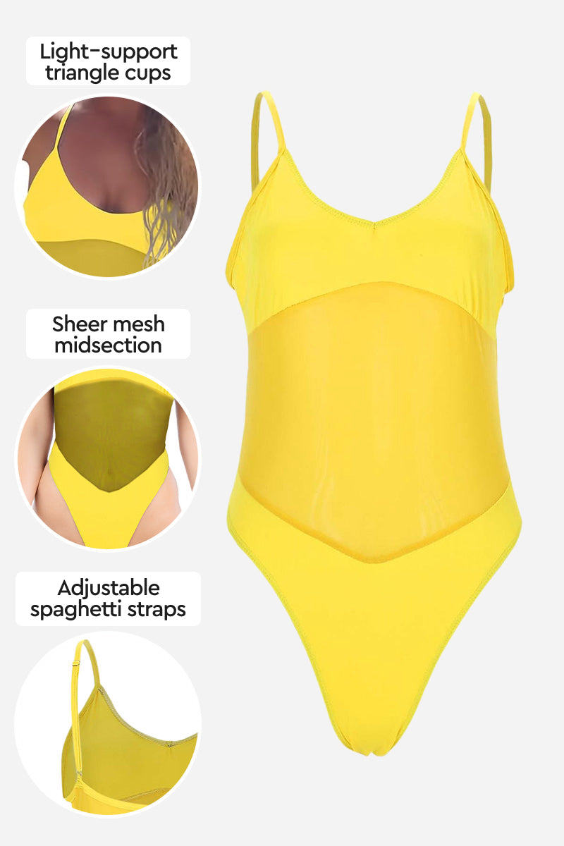 Mesh Tan-Through One Piece Swimsuit