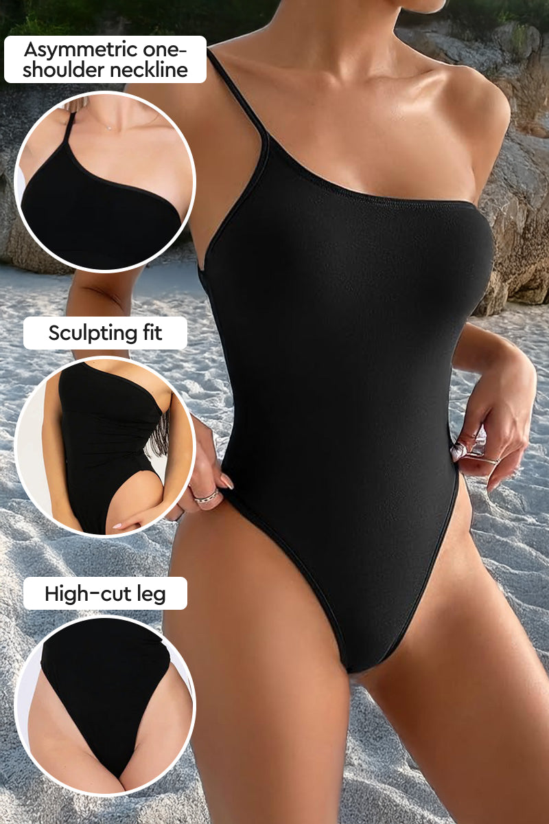 Asymmetric Anti-Tan Line One Piece Swimsuit
