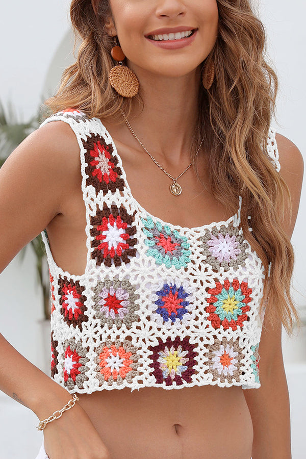Short-Cropped Vest Crochet Top Clothing