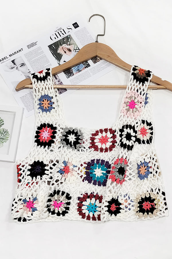 Short-Cropped Vest Crochet Top Clothing